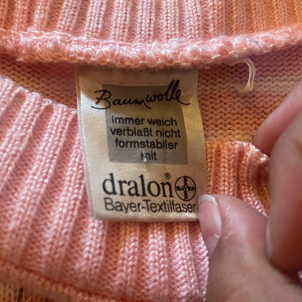 Striped Peach Sweater with Map Design - Picture 2 of 2